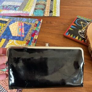 HOBO Black Leather Wallet Women's Slim Card Holder/ Clutch Purse
